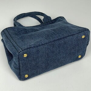 Prada Bag Tote Denim 2way Shoulder Canapa Blue